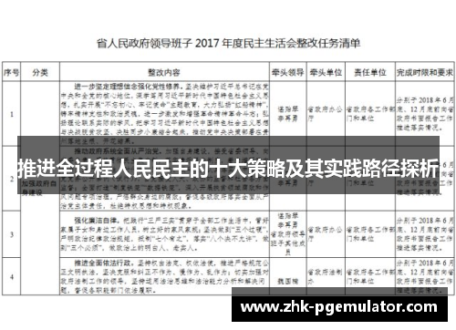推进全过程人民民主的十大策略及其实践路径探析